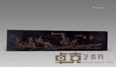 清 紫檀雕竹纹镇纸 长35cm