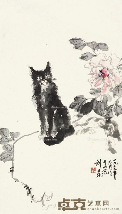 刘旦宅 猫 67×38cm