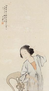 潘锦 戴花仕女