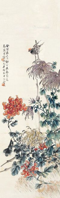 马万里 谢公展 菊花翎毛