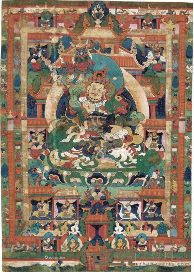 17世纪 财宝天王唐卡 48×68cm