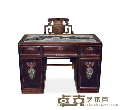 清晚期 云石红木书桌 121×60×81cm