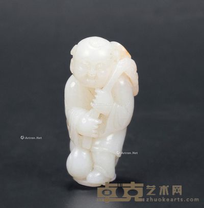 清中期 白玉执荷童子像 高5.5cm