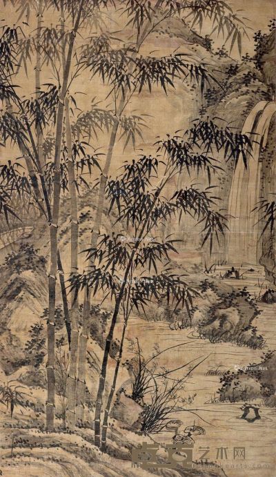 佚名 清流修竹图 173×99cm