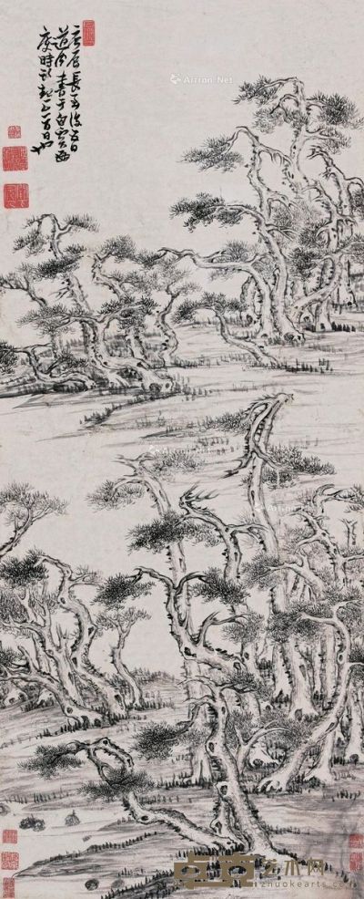 黄道周 松林图 108×43.5cm