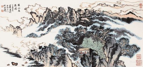 沈明权 溪山高逸图