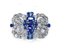 1930年代 铂金镶嵌天然蓝宝石钻石胸针