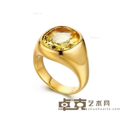1970年代 18K黄金镶嵌天然黄色蓝宝石戒指