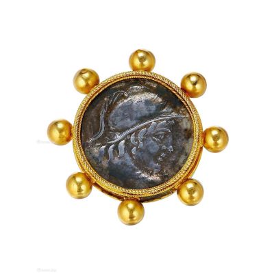 1880年代 18K黄金镶嵌古罗马银币戒指
