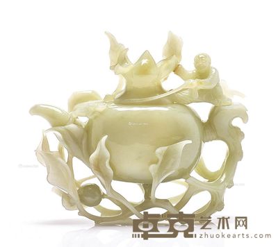 清乾隆 白玉雕童戏图壶 长18.5cm;高16cm