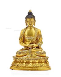 清18世纪 铜鎏金阿弥陀佛坐像