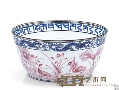 清道光 画珐琅花卉纹碗 直径15.5cm