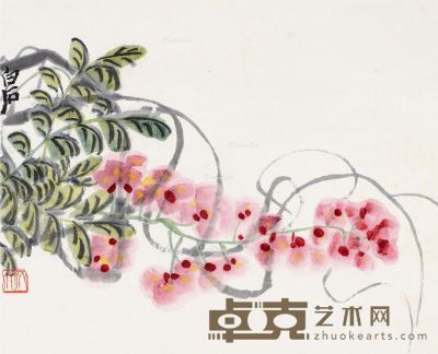 齐白石 紫藤花开 34×41.5cm