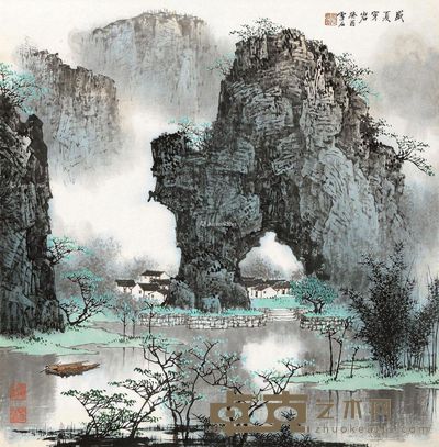 白雪石 盛夏穿岩 69×68.5cm