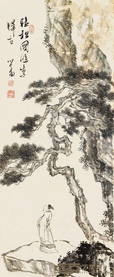 溥儒 听松图 65.5×27cm