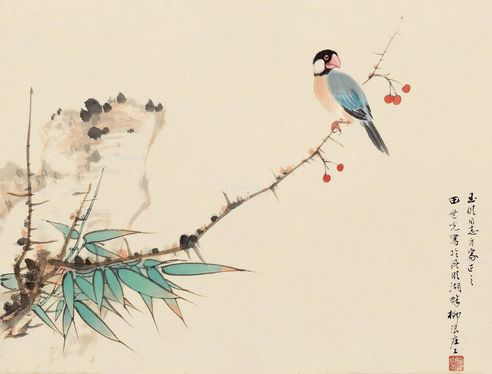 田世光 竹石小鸟