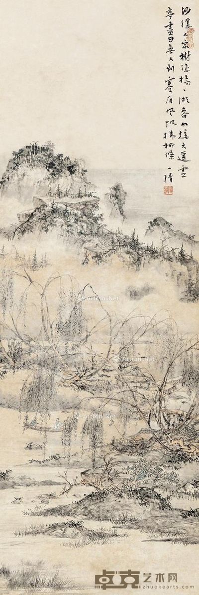 陶一清 春风拂柳 93.5×31.5cm