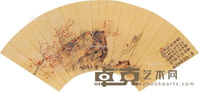 吴一峰 壬申（1932）年作 秋水春云 扇轴 设色纸本 18×51cm