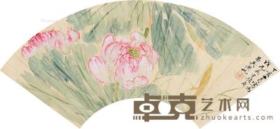 吴湖帆 丁亥（1947）年作 夏日清荷 扇片 设色纸本 17.5×51cm