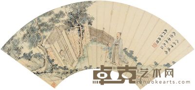 徐扬 问道图 扇片 设色纸本 16.5×48cm