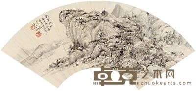 徐邦达 癸未(1943)年作 南岳乔松 扇片 水墨纸本 18×51cm