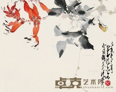 赵少昂 己亥(1959)年作 虫趣 镜框 设色纸本 29.5×37cm