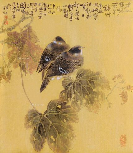 韩敏 双鸠图