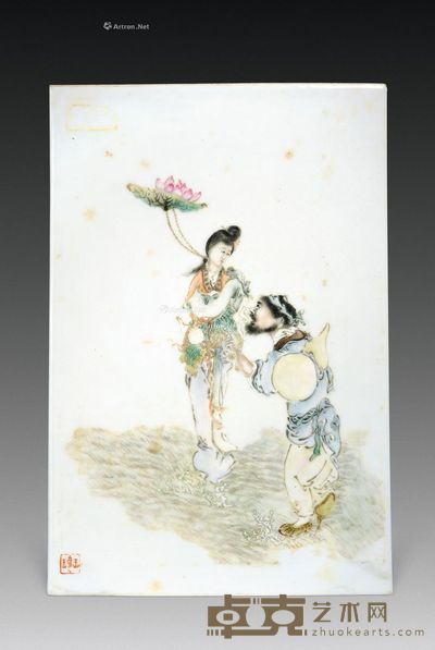 民国 王琦画瓷板 38×25.5cm