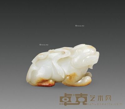 清 十八世纪青白玉麒麟镇纸 高4.5cm