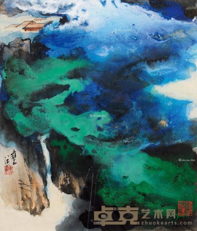 张大千 春山晴峦 66×55cm