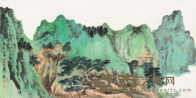 谢稚柳 曲径山亭 68×136cm
