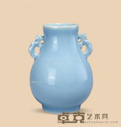 民国 天兰釉鹿头尊 高8.5cm