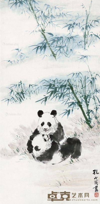 孔小瑜 熊猫 70×34cm