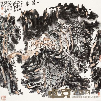 赵规划 溪寒山图 68×68cm