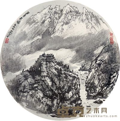 张松 山水 42×42cm