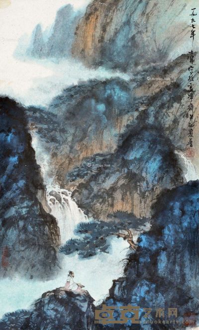 夏普 听泉图 78×47cm