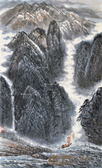 岑学恭 一帆风顺图 95×59cm