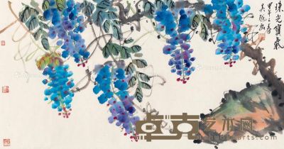 吴越 紫藤图 89×46.5cm