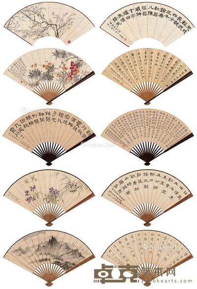 徐墀 仲光勋 许舜屏 顾畴 书画扇 50×18.5cm×2；51×18cm；49×18.5cm；52×18.5cm