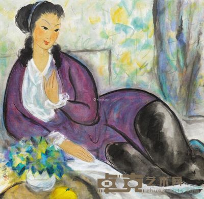 林风眠 紫衣仕女图 67.5×67.5cm