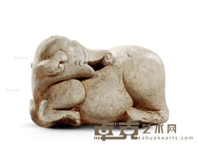 清 红砂石石象 （一只） 17×40×22cm