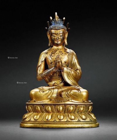 18世纪 乾隆铜鎏金龙尊王佛坐像