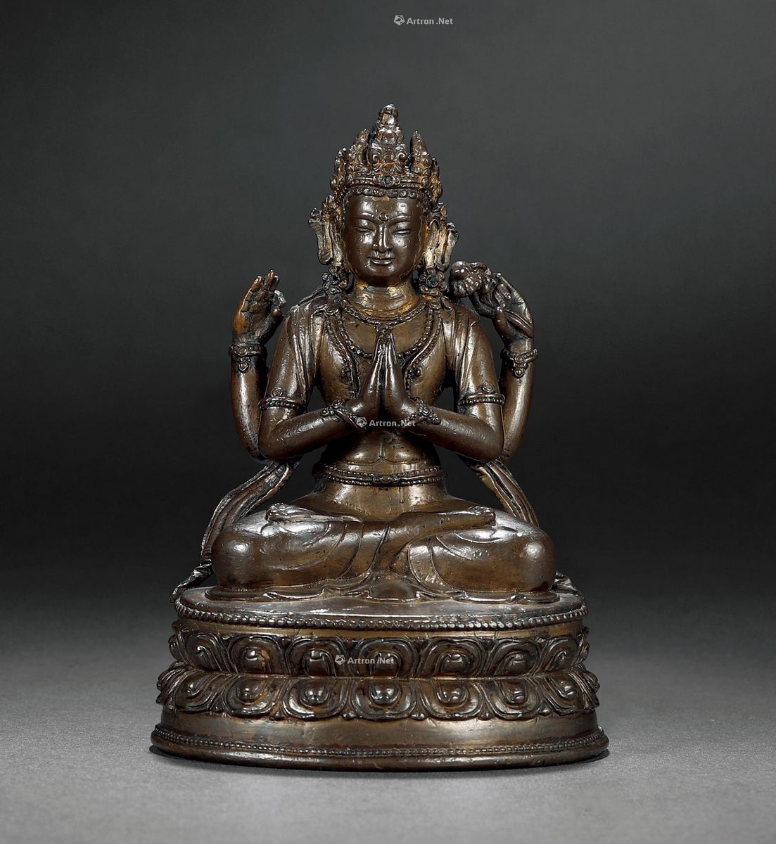 【大人気爆買い】17〜18世紀 銅四臂観音坐像 西蔵 中国 古美術 仏像