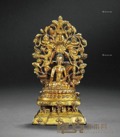 15世纪 鎏金释迦佛坐像 高19.5cm