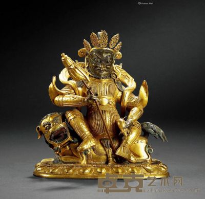 18世纪 铜鎏金财宝天王像 20.5cm