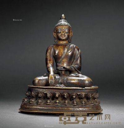 14世纪 铜释迦牟尼坐像 高14cm