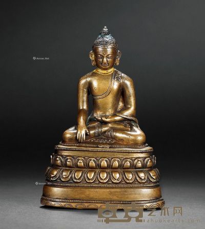 13世纪 藏帕铜释迦牟尼坐像 高12.8cm