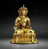 18世纪 铜鎏金远行佛母坐像