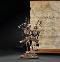18世纪 骨质尸陀林主与白描尸陀林主画像