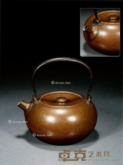 明治时期 铜打出平丸形汤沸 16.7×15.5cm